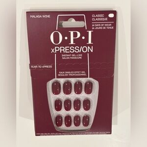 OPI Xpression press on nails in Burgundy Nail Set, NIB. Color: Malaga Wine